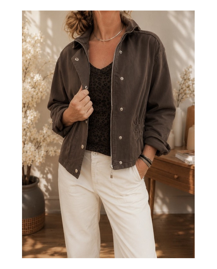 Veste mi saison marron choco Flavie