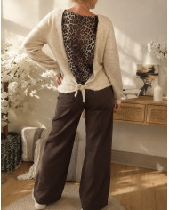 Pantalon large chocolat Téo