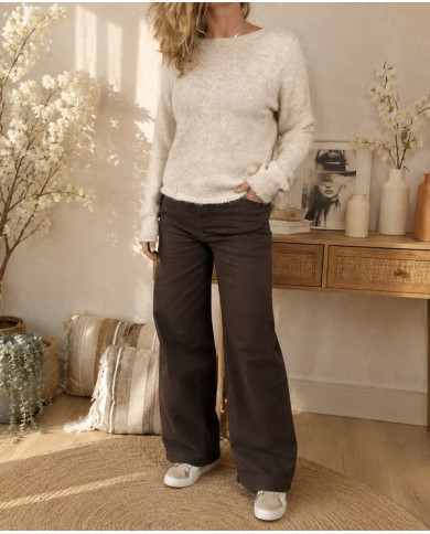Pantalon large chocolat Téo