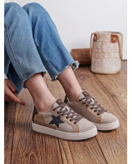 Baskets beige, lacets léop'