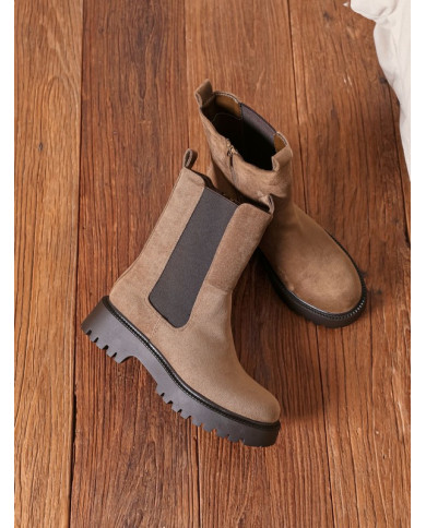 Bottines hautes taupe