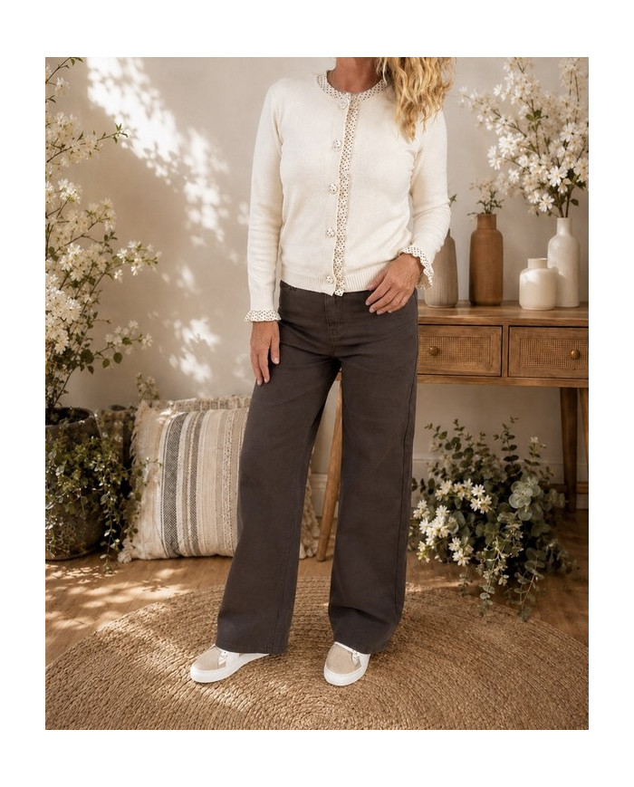 Gilet beige & pois choco Louis