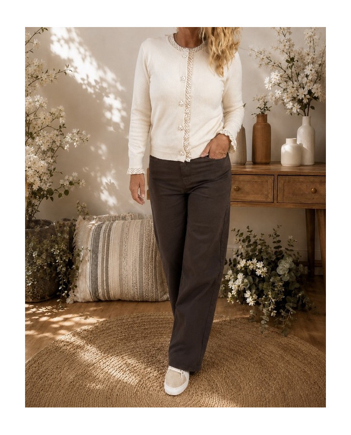 Gilet beige & pois choco Louis