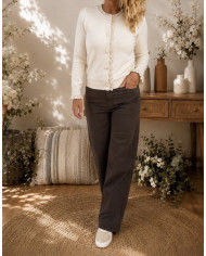 Gilet beige & pois choco Louis