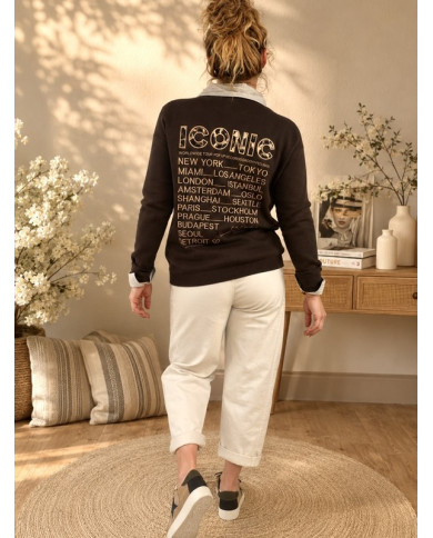 Pull "Iconic" chocolat