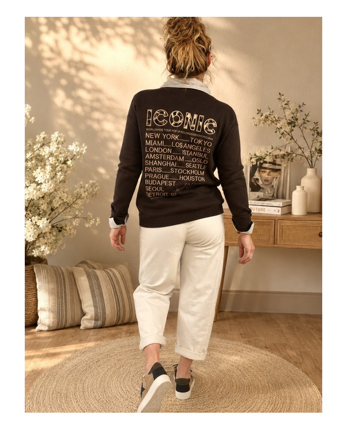 Pull "Iconic" chocolat