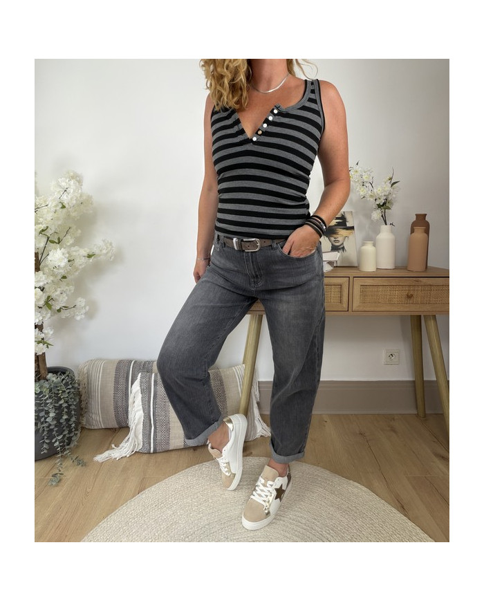 Débardeur gris & noir à rayures