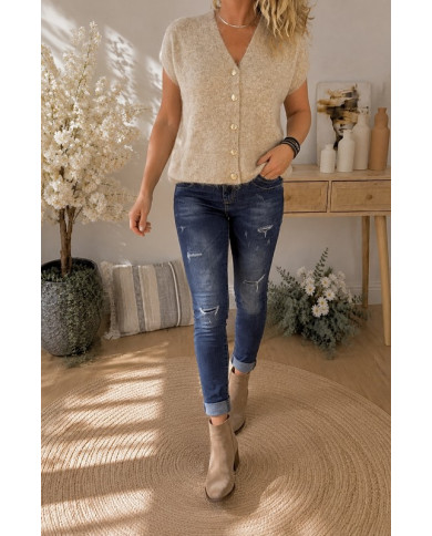 Gilet sans manches tout doux beige taupe