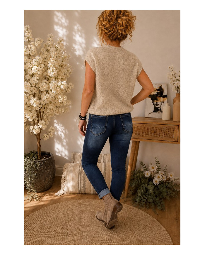 Gilet sans manches tout doux beige taupe