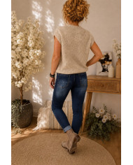 Gilet sans manches tout doux beige taupe