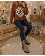 Sweat à capuche rouille "Rock star"