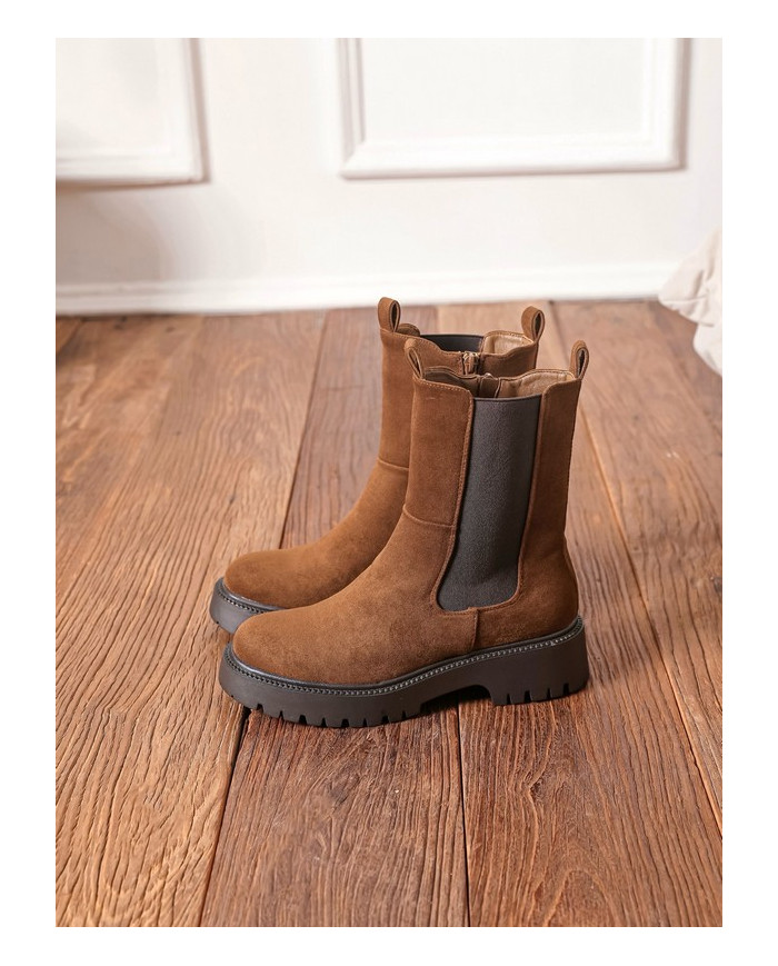 Bottines hautes camel Pauline