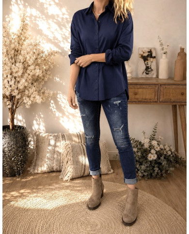 Chemise oversize bleu marine "New York"