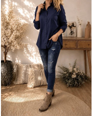 Chemise oversize bleu marine "New York"