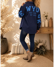 Chemise oversize bleu marine "New York"
