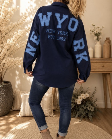 Chemise oversize bleu marine "New York"
