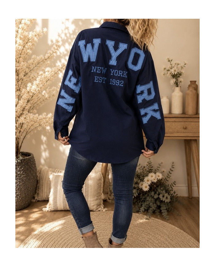 Chemise oversize bleu marine "New York"