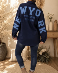 Chemise oversize bleu marine "New York"
