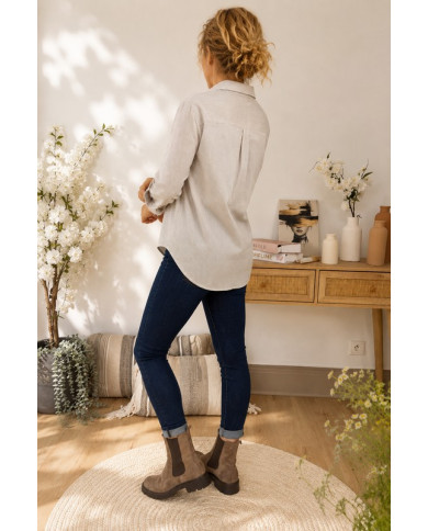 Chemise rayée taupe Alliana