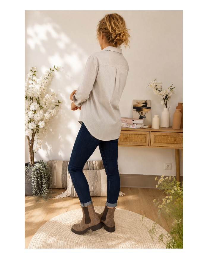 Chemise rayée taupe Alliana