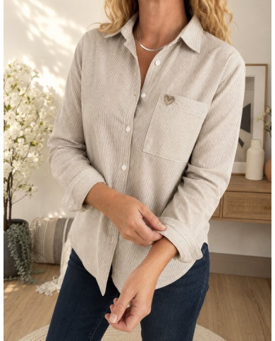 Chemise rayée taupe Alliana