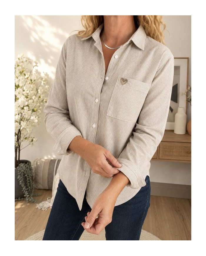 Chemise rayée taupe Alliana