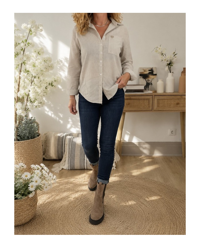 Chemise rayée taupe Alliana