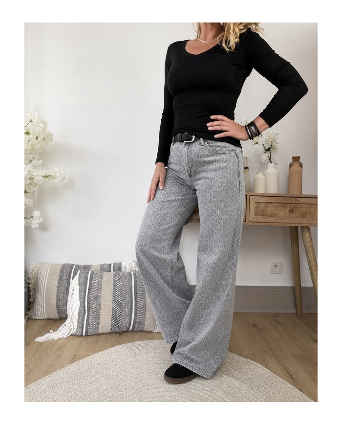 Jean imprimé léopard gris Paulo