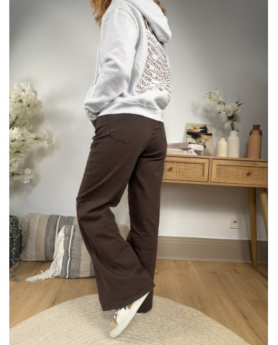 Pantalon large chocolat Téo