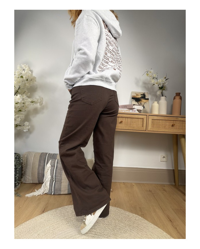 Pantalon large chocolat Téo