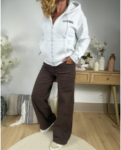 Pantalon large chocolat Téo