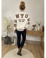 Sweat "New York" écru & choco