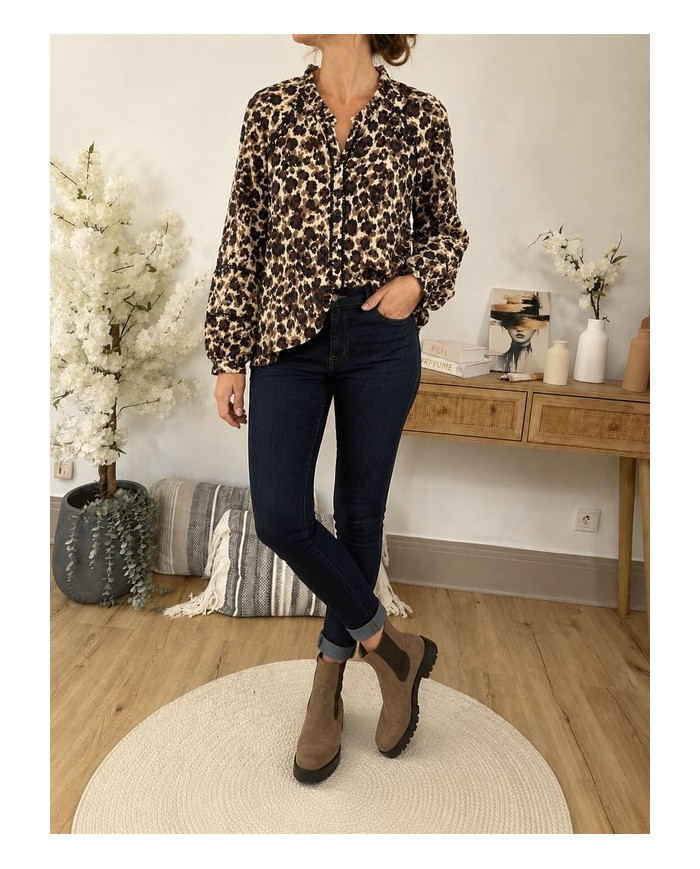 Blouse marron léop' Lillie