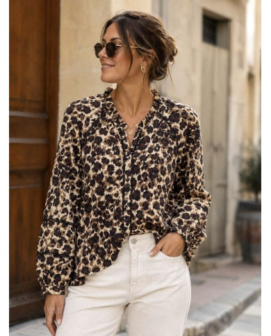 Blouse marron léop' Lillie
