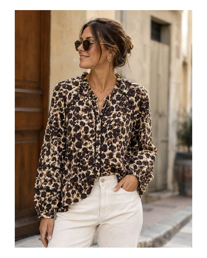 Blouse marron léop' Lillie