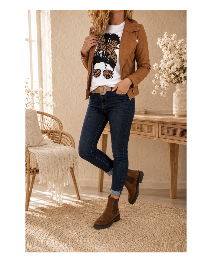 Veste suédine cognac