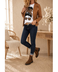 Veste suédine cognac
