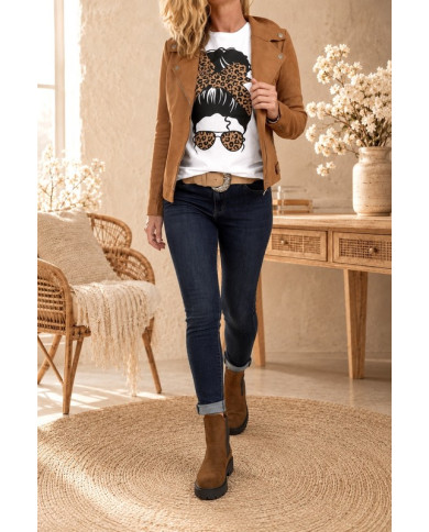 Veste suédine cognac