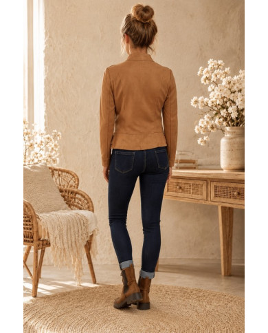 Veste suédine cognac