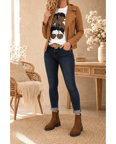 Veste suédine cognac