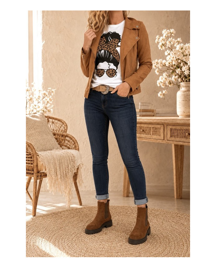 Veste suédine cognac