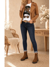 Veste suédine cognac