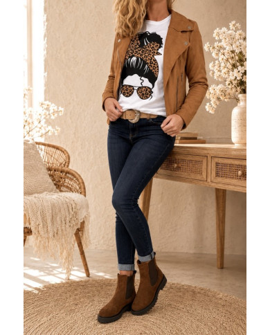 Veste suédine cognac