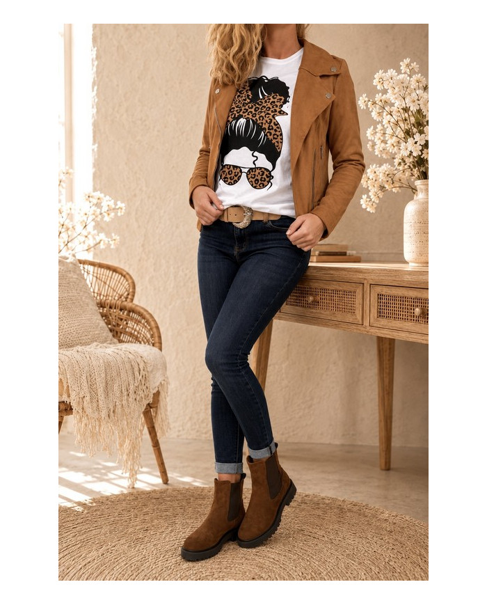 Veste suédine cognac
