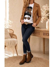 Veste suédine cognac
