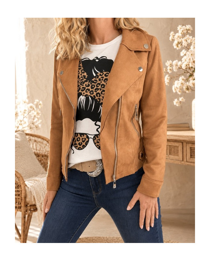 Veste suédine cognac
