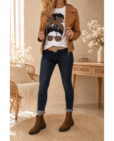 Veste suédine cognac