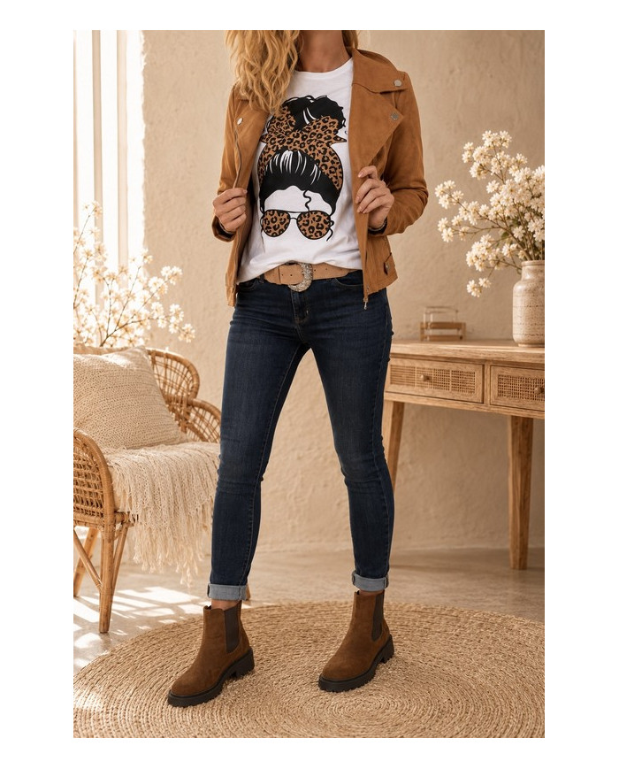 Veste suédine cognac