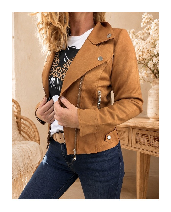 Veste suédine cognac
