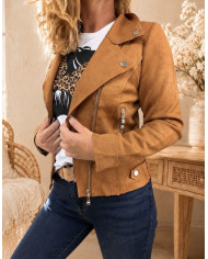 Veste suédine cognac